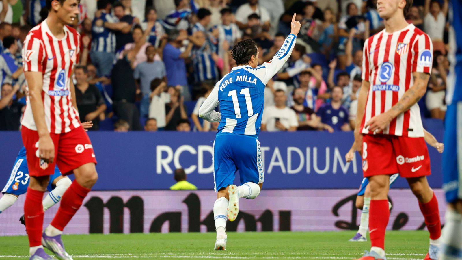 Celebración de Pere Milla contra el Atlético de Madrid